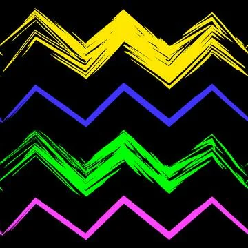 Abstract Waves Neon Squares Seamless Pattern with Grunge Texture Stock Illustration