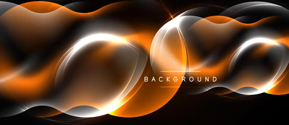 Abstract waves, orange glow, white highlights. Dynamic design, smooth curves, Ilustración de archivo