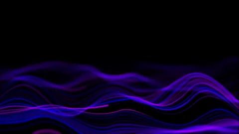 Abstract waves oscillation on black background. Purple blue neon audio wave.. Vidéo 333708548