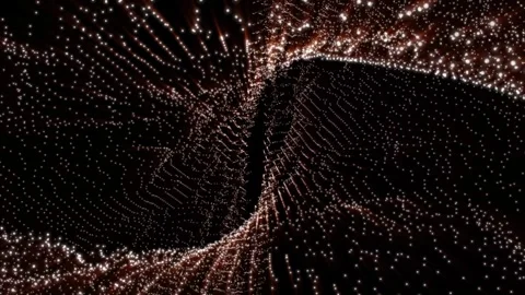 Abstract waves of red color on a black background slow motion Stock Footage 242579217