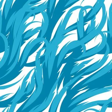 Abstract waves seamless pattern. Decorative swirly ornament with flowing water Illustrazione stock