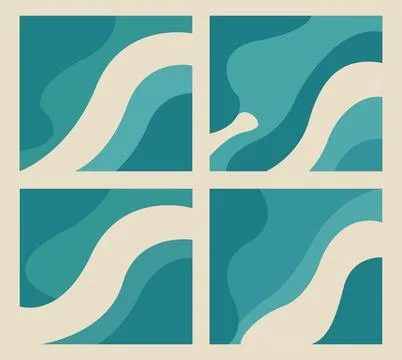 Abstract Waves A Seamless Pattern Of Flowing Wavy Lines. set of seamless pattern Stock Illustration