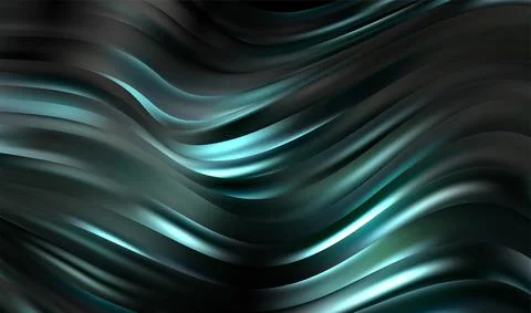 Abstract Waves. Shiny blue moving lines design element on dark background for Stock Illustration