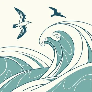 Abstract waves with smooth geometry Stock Illustration