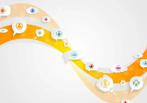 Abstract waves social communication background Stock Illustration
