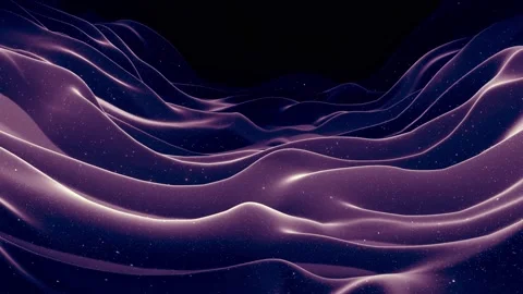 Abstract waves of soft black matte material with light inner glow and glitters Stock Footage 132336970