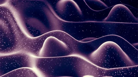 Abstract waves of soft black matte material with light inner glow and glitters Stock Footage 132337137