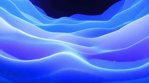 Abstract waves of soft blue matte material with light inner glow and glitters on Stock Footage 137494944