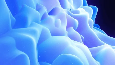 Abstract waves of soft blue matte material with light inner glow and glitters on Stock Footage 137495944