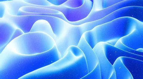 Abstract waves of soft blue matte material with light inner glow and glitters on Illustrazione stock