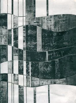 Abstract waves structures in technology background and grunge style. Hand dra Stock Illustration