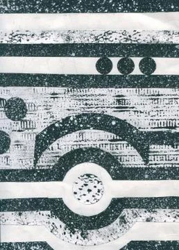 Abstract waves structures in technology background and grunge style. Hand dra Stock Illustration