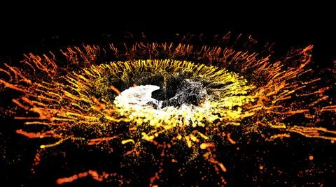 Abstract waves from tiny particles moving on the dark background. Textures of Stock Photos