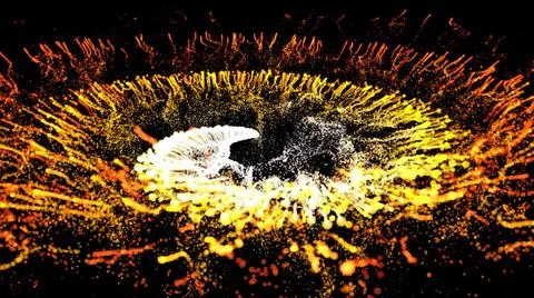 Abstract waves from tiny particles moving on the dark background. Textures of 스톡 사진