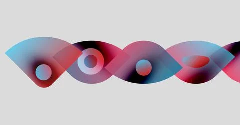 Abstract waves, vibrant colors blend. Circles interlock, creating dynamic visual Stock Illustration