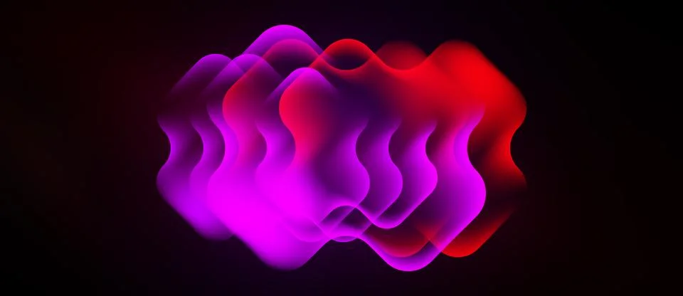 Abstract waves, vibrant colors blend. Pink, purple, red hues create flowing.. Ilustração Stock