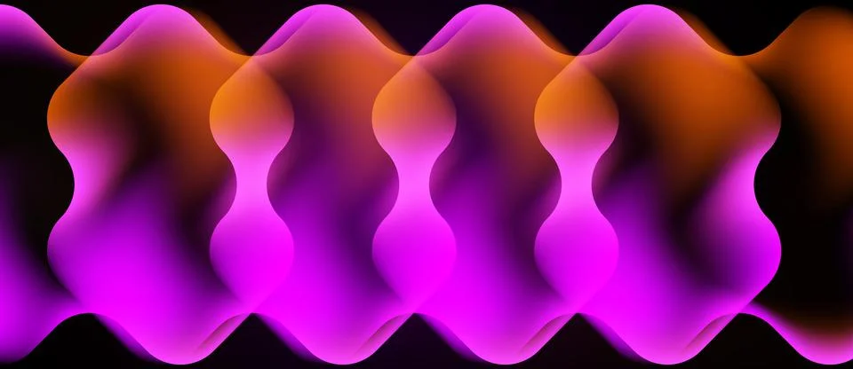 Abstract waves, vibrant colors blend. Orange, purple hues create flowing pa.. 库存插图