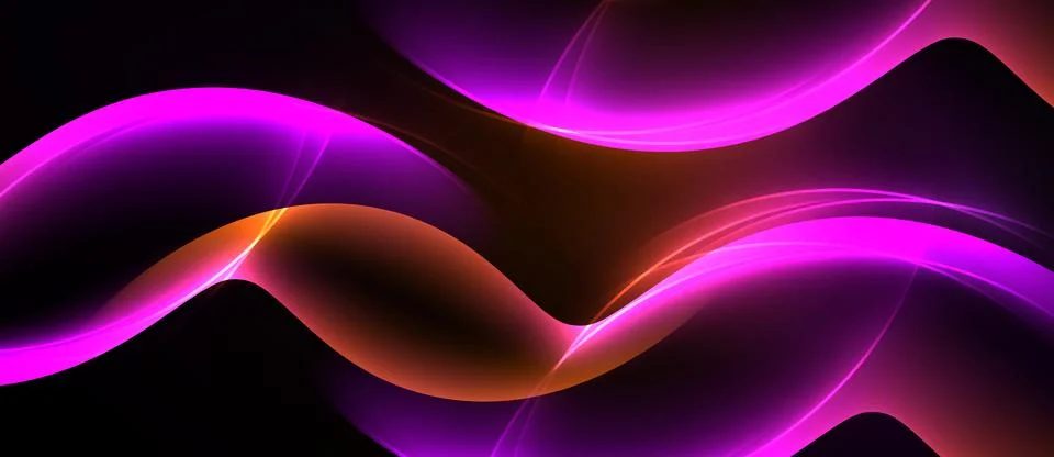 Abstract waves, vibrant colors, dark background. Smooth lines create flowing Stock Illustration