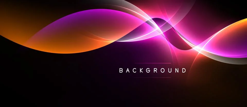 Abstract waves, vibrant colors, dynamic curves. Background features gradients Stock Illustration