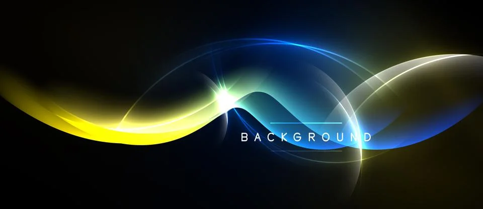 Abstract waves, vibrant colors, dynamic light effects. Modern design, sleek Stock Illustration
