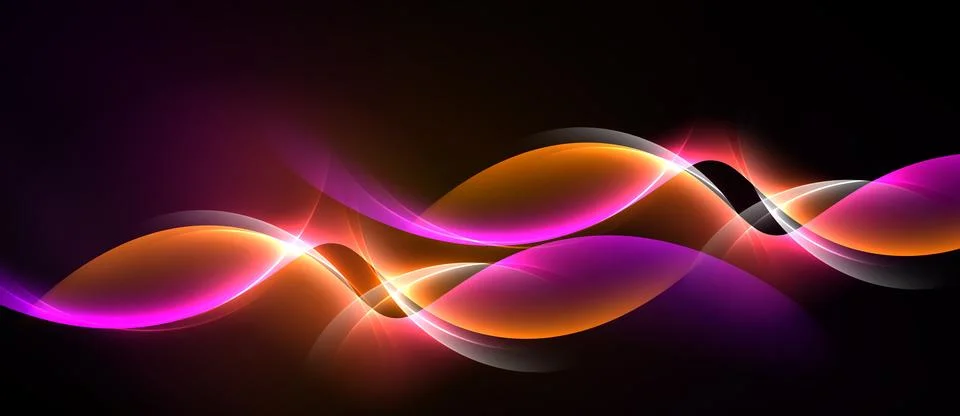 Abstract waves, vibrant colors, dynamic light effects. Smooth gradients creat Stock Illustration