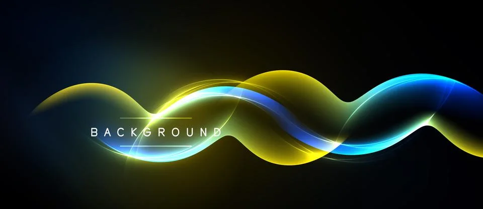 Abstract waves, vibrant colors, dynamic flow. Background features glowing l.. 库存插图