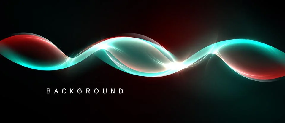 Abstract waves, vibrant colors, dynamic light effects. Background features Stock Illustration