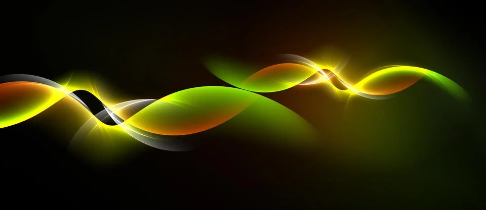 Abstract waves, vibrant colors, dynamic flow. Bright gradients create luminou Stock Illustration