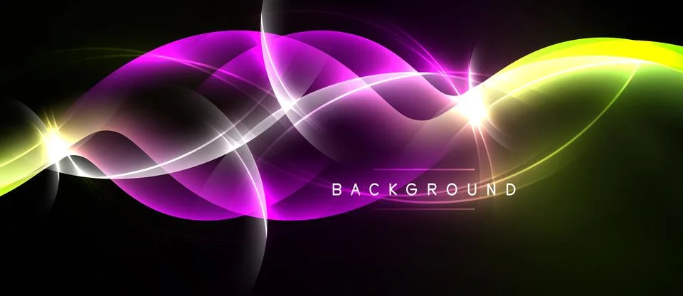 Abstract waves, vibrant colors, dynamic light effects. Smooth gradients creat Ilustración de archivo