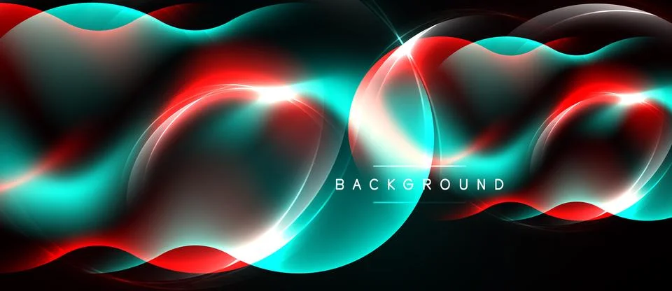 Abstract waves, vibrant colors, dynamic light effects. Red, teal hues blend, 库存插图