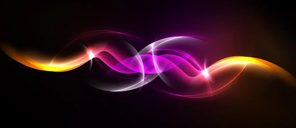 Abstract waves, vibrant colors, dynamic light effects. Smooth curves create Illustrazione stock