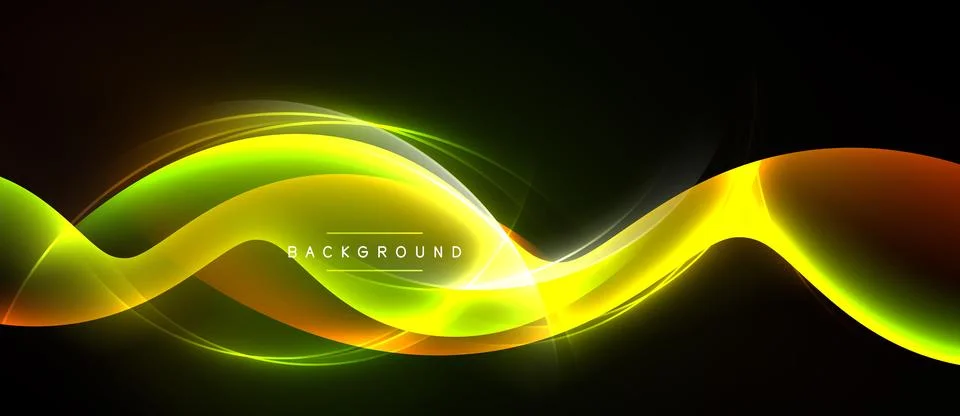 Abstract waves, vibrant colors, dynamic flow. Green, yellow, orange hues blen Illustrazione stock