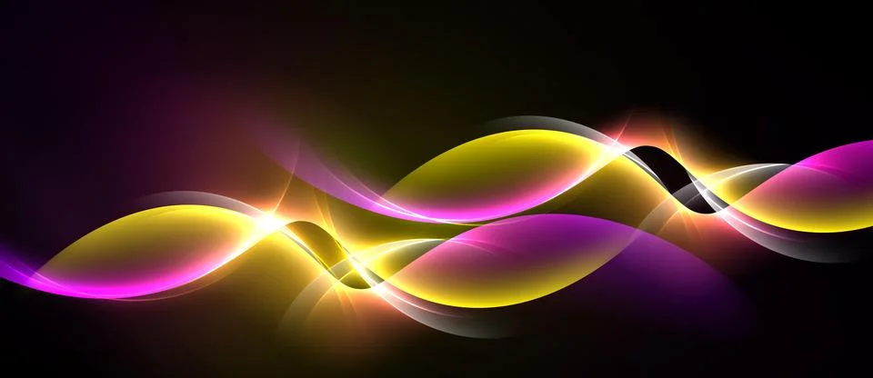 Abstract waves, vibrant colors, dynamic light effects. Smooth gradients creat Stock Illustration