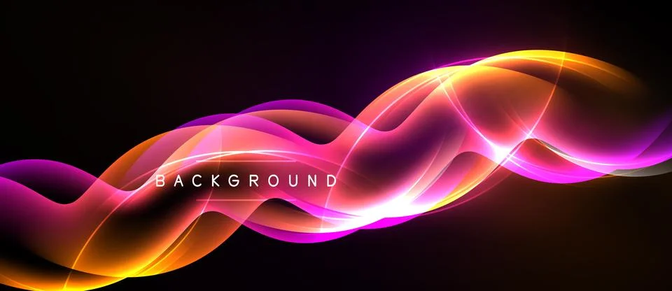 Abstract waves, vibrant colors, dynamic flow. Orange, purple hues create Stock Illustration