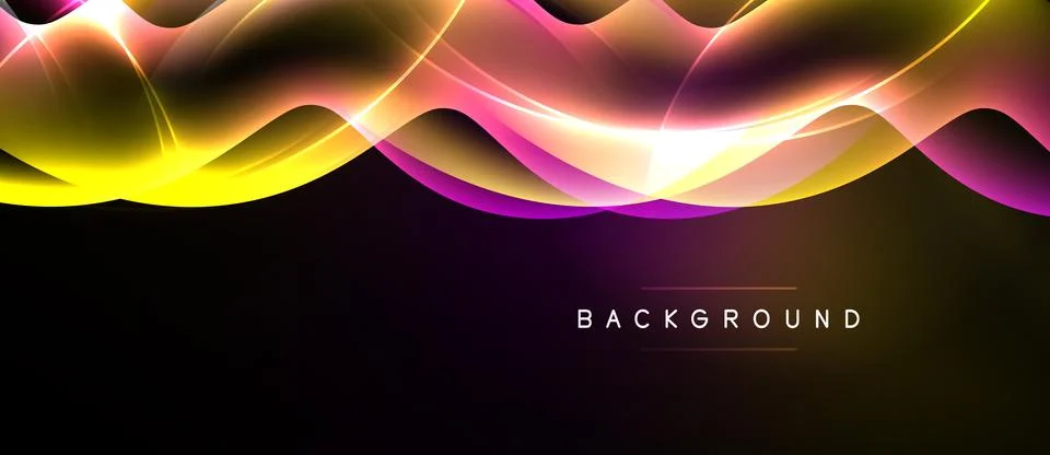 Abstract waves, vibrant colors, dynamic flow. Gradient blends create luminous Illustrazione stock