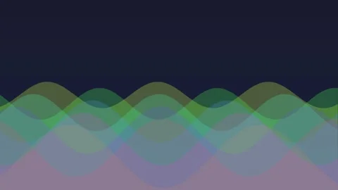 Abstract waves of vibrant multicolored layers against a dark navy background Video stock 335117854