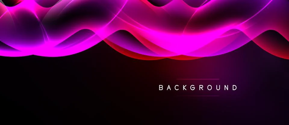 Abstract waves, vibrant pinks, purples blend into dark background. Modern d.. 스톡 일러스트