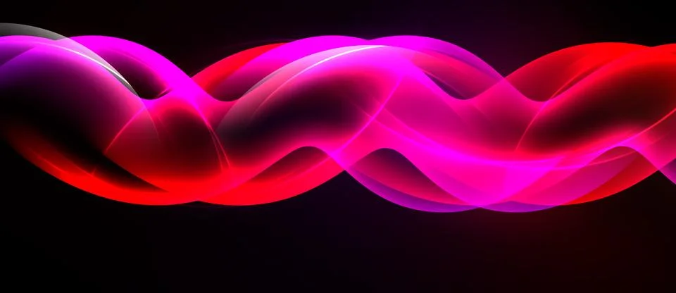 Abstract waves, vibrant pinks, reds blend. Dynamic flow creates modern visual Stock Illustration