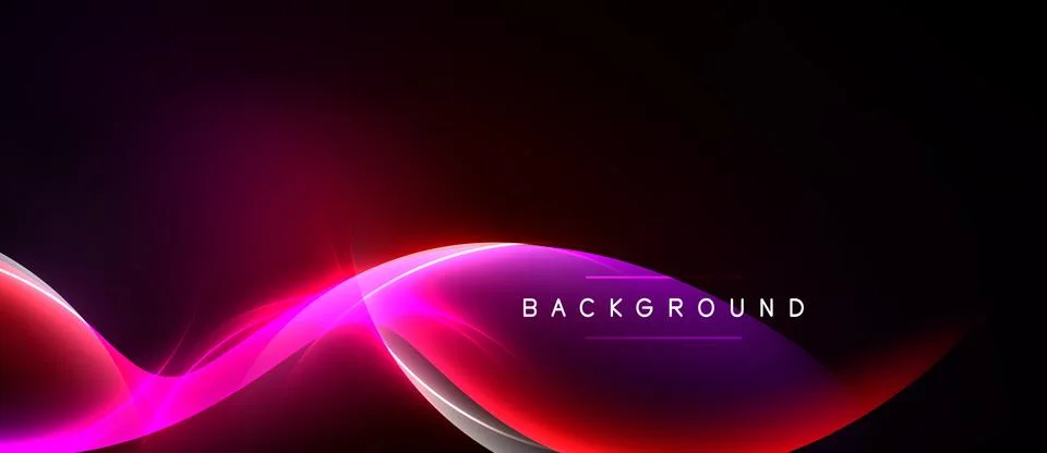 Abstract waves, vibrant pinks, reds blend into black space. Modern design, 库存插图