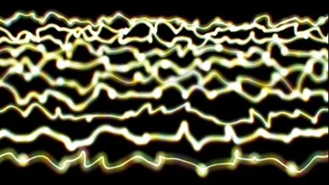 Abstract waves of yelow color on a black background slow motion Stock Footage 242578987