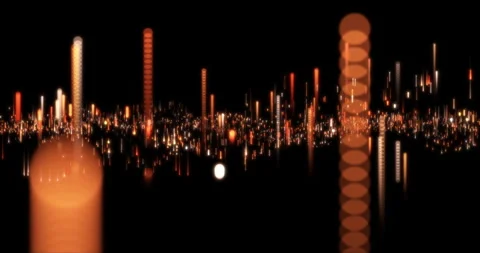 Abstract waving field of orange columns growing up and down Stock Footage 263806986