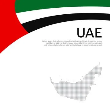 Abstract waving flag, map of united arab emirates. Creative background. UAE Stock Illustration
