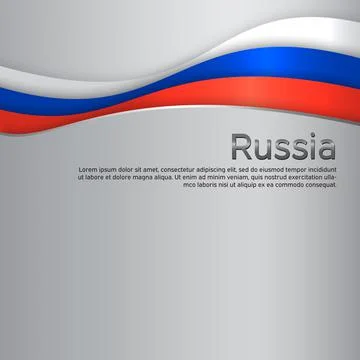 Abstract waving flag of russia. Creative metal background. Russian patriotic Stock Illustration