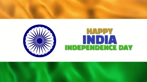 Abstract waving indian flag background with greeting text. 4K Stock-Footage 340610575