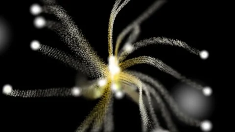 Abstract waving lines, glowing lights, dots and stars evolving Stock Footage 70494631