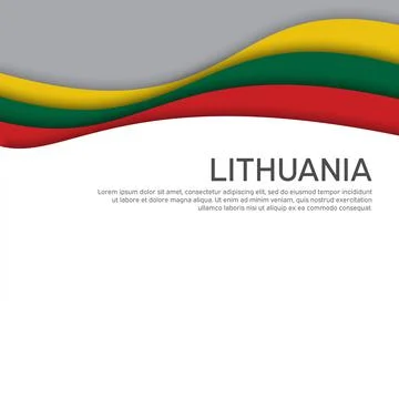 Abstract waving lithuania flag. Paper cut. Creative background. National poster Stock Illustration