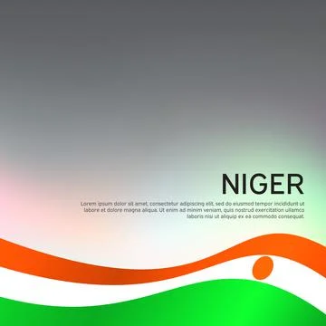 Abstract waving niger flag. Creative gray silver background. Vector tricolor Stock Illustration
