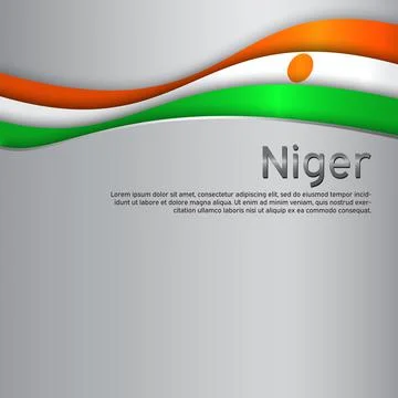 Abstract waving niger flag. State niger patriotic cover, flyer. Creative metal Stock Illustration