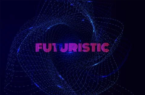 Abstract Waving Particle Technology Background. Flow particles, hi-tech and big Stock Illustration