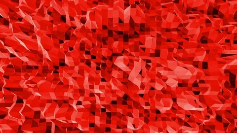 Abstract waving red low poly surface as futuristic cyberspace in stylish low Stock Footage